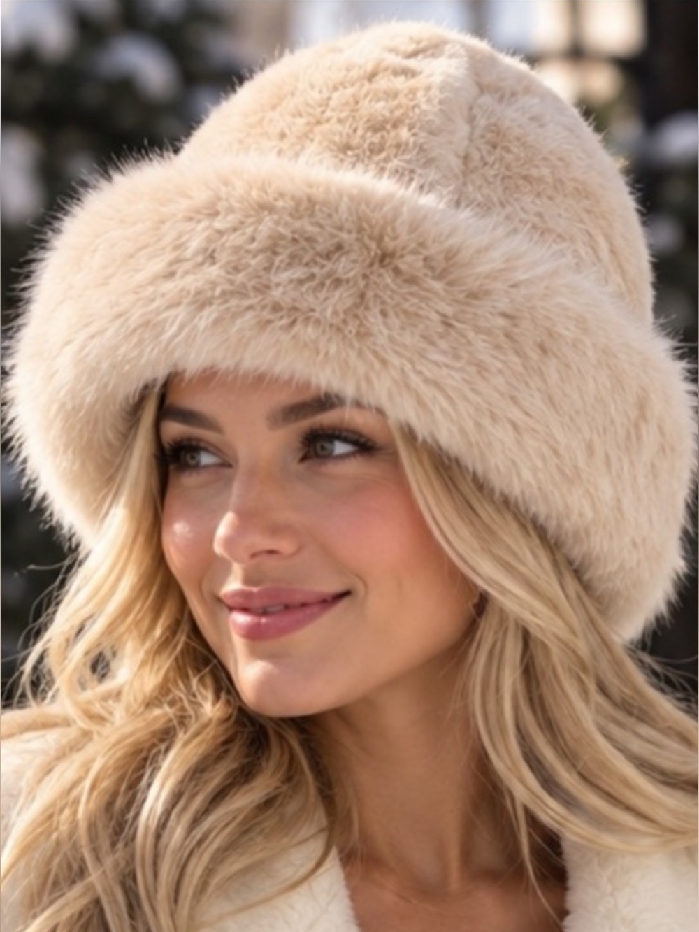 Cream Faux Fur Hat. Brand new with the tags. Great addition for fall and winter.